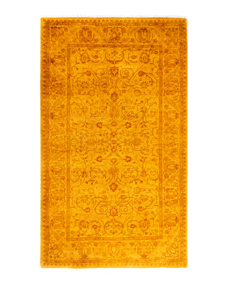 Contemporary Overyed Wool Hand Knotted Gold Area Rug 3' 2" x 5' 4"