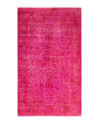 Contemporary Overyed Wool Hand Knotted Pink Area Rug 3' 2" x 5' 4"
