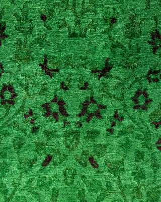 Contemporary Hand-Knotted Overdyed Green Area Rug 3' 2" x 5' 7"