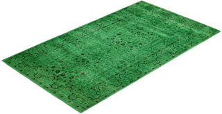 Contemporary Hand-Knotted Overdyed Green Area Rug 3' 2" x 5' 7"