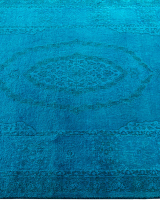 Contemporary Overyed Wool Hand Knotted Blue Area Rug 3' 2" x 5' 1"
