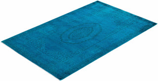 Contemporary Overyed Wool Hand Knotted Blue Area Rug 3' 2" x 5' 1"