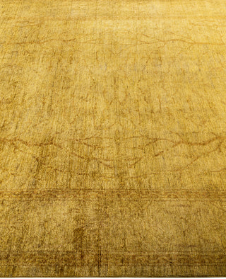 Contemporary Overdyed Wool Hand Knotted Yellow Area Rug 6' 3" x 9' 2"