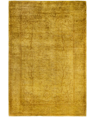 Contemporary Overdyed Wool Hand Knotted Yellow Area Rug 6' 3" x 9' 2"
