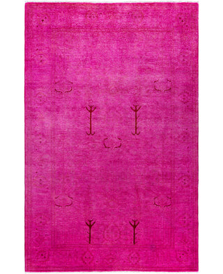 Overdyed One-of-a-Kind Wool Pink Area Rug 5' 2" x 7' 10"