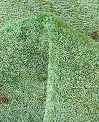 Contemporary Overdyed Wool Hand Knotted Green Area Rug 4' 2" x 6' 4"