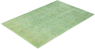 Contemporary Overdyed Wool Hand Knotted Green Area Rug 4' 2" x 6' 4"