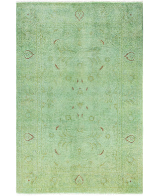Contemporary Overdyed Wool Hand Knotted Green Area Rug 4' 2" x 6' 4"