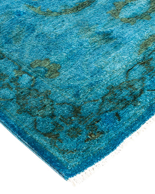 Modern Overdyed Hand Knotted Wool Blue Area Rug 3' 2" x 5' 6"