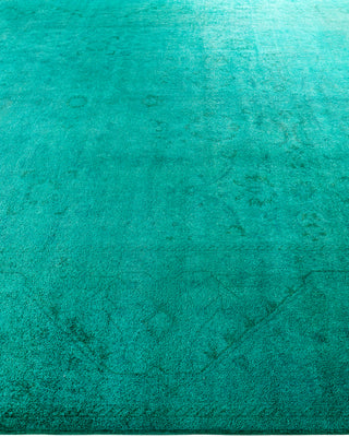 Contemporary Hand-Knotted Overdyed Green Area Rug 9' 3" x 12' 1"