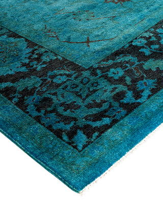 Modern Overdyed Hand Knotted Wool Blue Area Rug 8' 3" x 10' 3"