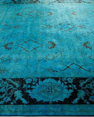 Modern Overdyed Hand Knotted Wool Blue Area Rug 8' 3" x 10' 3"