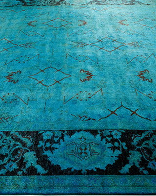 Contemporary Hand-Knotted Overdyed Blue Area Rug 8' 3" x 10' 3"