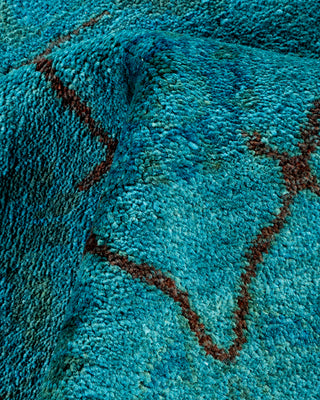 Contemporary Hand-Knotted Overdyed Blue Area Rug 8' 3" x 10' 3"