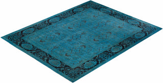 Modern Overdyed Hand Knotted Wool Blue Area Rug 8' 3" x 10' 3"