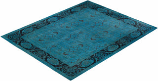 Contemporary Hand-Knotted Overdyed Blue Area Rug 8' 3" x 10' 3"