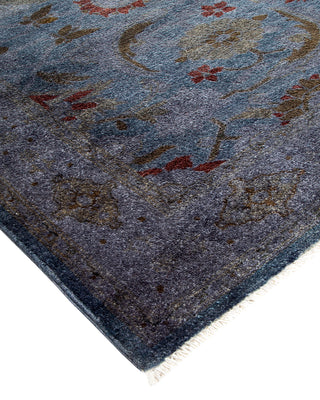 Modern Overdyed Hand Knotted Wool Blue Area Rug 4' 3" x 6' 8"