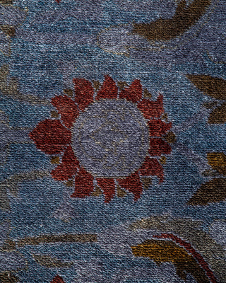 Modern Overdyed Hand Knotted Wool Blue Area Rug 4' 3" x 6' 8"