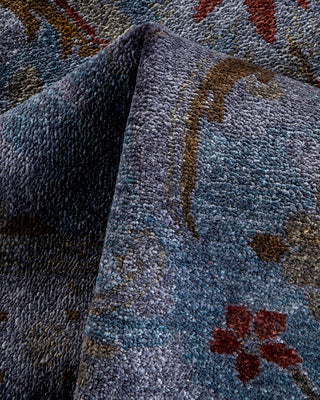 Contemporary Hand-Knotted Overdyed Blue Area Rug 4' 3" x 6' 8"