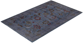 Modern Overdyed Hand Knotted Wool Blue Area Rug 4' 3" x 6' 8"