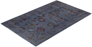 Contemporary Hand-Knotted Overdyed Blue Area Rug 4' 3" x 6' 8"