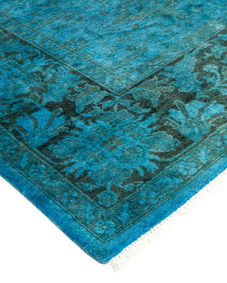 Modern Overdyed Hand Knotted Wool Blue Area Rug 4' 1" x 6' 3"