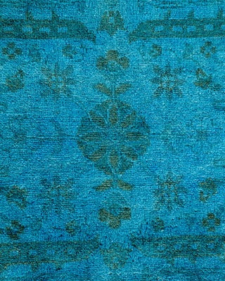 Modern Overdyed Hand Knotted Wool Blue Area Rug 4' 1" x 6' 3"