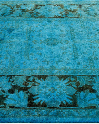 Modern Overdyed Hand Knotted Wool Blue Area Rug 4' 1" x 6' 3"