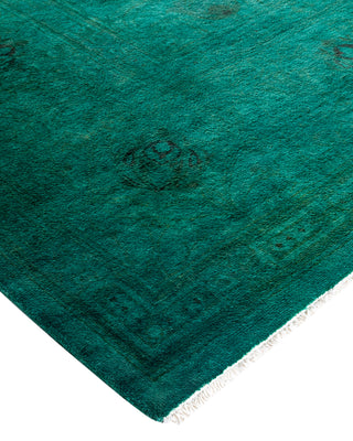 Contemporary Overyed Wool Hand Knotted Green Area Rug 8' 0" x 9' 10"