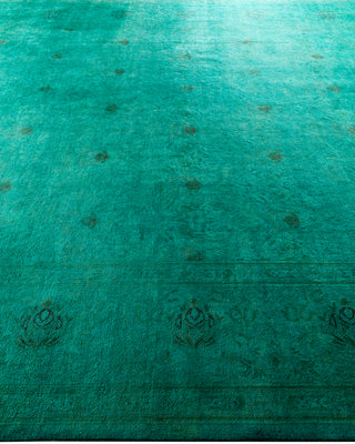 Contemporary Hand-Knotted Overdyed Green Area Rug 8' 0" x 9' 10"