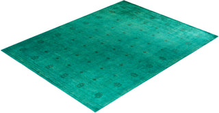 Contemporary Overyed Wool Hand Knotted Green Area Rug 8' 0" x 9' 10"