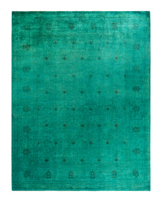 Contemporary Overyed Wool Hand Knotted Green Area Rug 8' 0" x 9' 10"