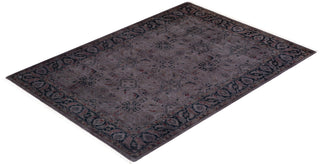 Contemporary Hand Knotted Overdyed Gray Area Rug 4' 4" x 6' 1"