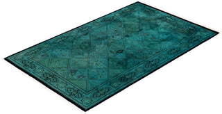 Contemporary Hand-Knotted Overdyed Blue Area Rug 3' 1" x 5' 6"