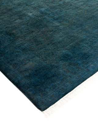 Modern Overdyed Hand Knotted Wool Blue Area Rug 3' 2" x 5' 1"