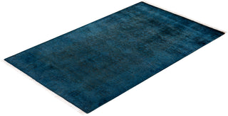 Contemporary Hand-Knotted Overdyed Blue Area Rug 3' 2" x 5' 1"