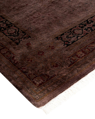 Modern Overdyed Hand Knotted Wool Brown Runner 3' 0" x 8' 10"