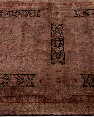 Contemporary Hand Knotted Overdyed Brown Runner 3' 0" x 8' 10"