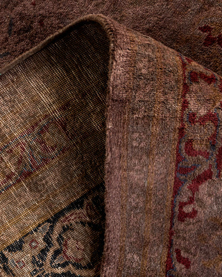 Contemporary Hand Knotted Overdyed Brown Runner 3' 0" x 8' 10"