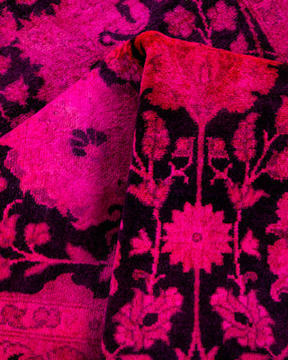 Contemporary Hand Knotted Overdyed Pink Runner 3' 1" x 11' 0"