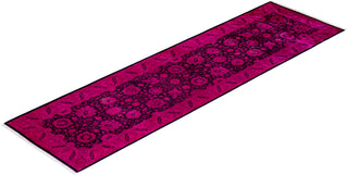 Contemporary Hand Knotted Overdyed Pink Runner 3' 1" x 11' 0"
