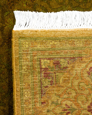 Contemporary Hand Knotted Overdyed Gold Runner 3' 1" x 10' 10"