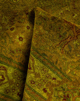 Contemporary Hand Knotted Overdyed Gold Runner 3' 1" x 10' 10"