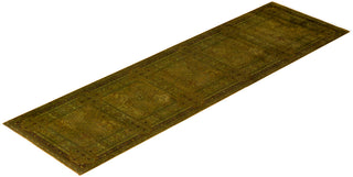 Modern Overdyed Hand Knotted Wool Gold Runner 3' 1" x 10' 10"