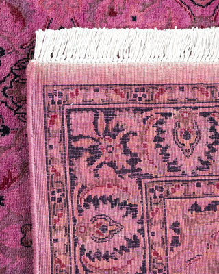 Modern Overdyed Hand Knotted Wool Pink Runner 3' 0" x 11' 10"