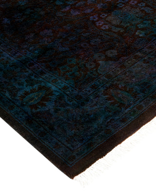 Modern Overdyed Hand Knotted Wool Blue Runner 3' 1" x 12' 4"