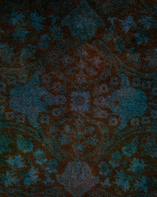 Contemporary Hand Knotted Overdyed Blue Runner 3' 1" x 12' 4"