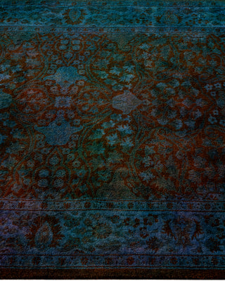 Contemporary Hand Knotted Overdyed Blue Runner 3' 1" x 12' 4"