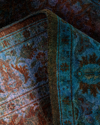 Contemporary Hand Knotted Overdyed Blue Runner 3' 1" x 12' 4"