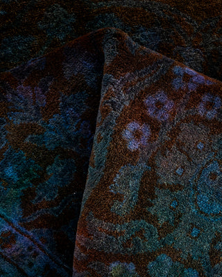 Contemporary Hand Knotted Overdyed Blue Runner 3' 1" x 12' 4"